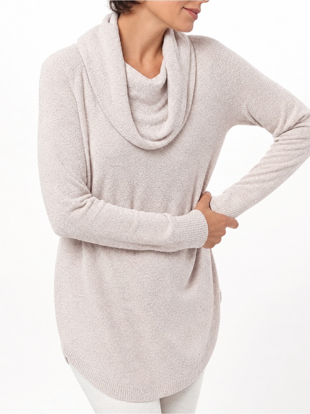 Barefoot Dreams Cozychic Ultra Lite Coastal Cowl Neck Tunic sweater- Sand Dune